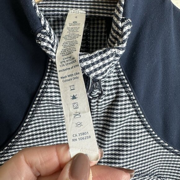Lululemon Forme Jacket Womens Size 2 Navy Blue White Gingham Athletic Stretch - Picture 8 of 13